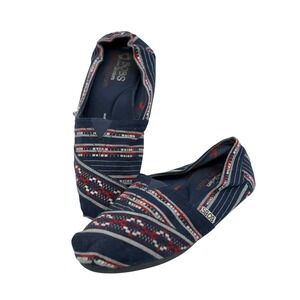 BOBS from Skechers Womens Red White Blue Geometric‎ Memory Foam Flats Size 7.5